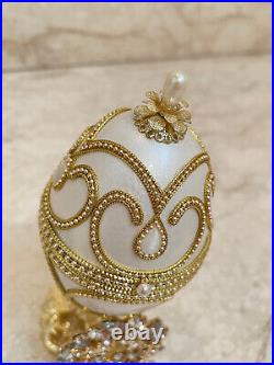 HANDCARVED Imperial Russian Faberge egg Music box PLUS Faberge Necklace 24K GOLD