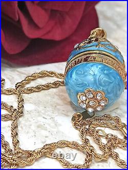 Handcrafted Artisan Faberge egg style Locket + Blue Gem Bracelet Wife Jewelry