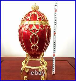 Huge Exquisite Crystal Faberge Egg Russian Royal Imperial Trinket Jewellery Box