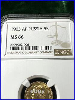 IMPERIAL RUSSIA 1903? P GOLD Coin 5 ROUBLES GRADED by NGC MS 66