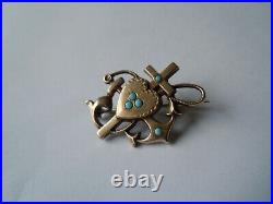 IMPERIAL Russian 84 Silver in Gold Brooch with Turquoise workmaster Faberge
