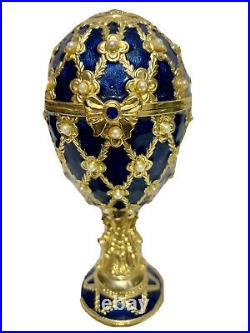 Imperial Egg By KRISCHERCO Blue and Gold Ring Gift Box 6 H