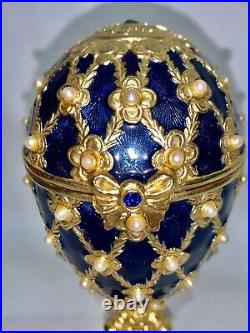 Imperial Egg By KRISCHERCO Blue and Gold Ring Gift Box 6 H