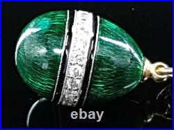 Imperial Egg Pendant Russian ARTEL 56 Gold 14K Silver Sapphire Guilloche Enamel
