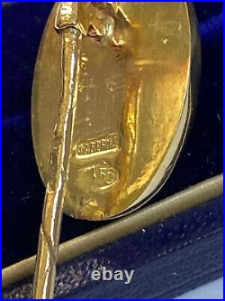 Imperial Faberge 14k 56 Gold Red Enamel Stick Pin Brooch Nicholas II