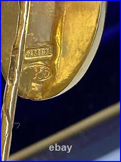 Imperial Faberge 14k 56 Gold Red Enamel Stick Pin Brooch Nicholas II