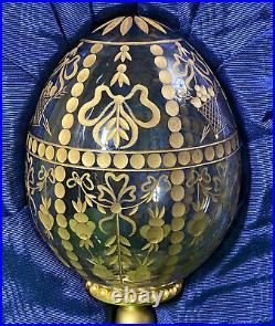 Imperial Faberge Gatchina Palace Hand Cut Crystal Egg In Box withCOA