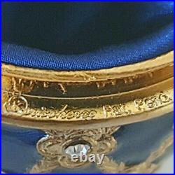 Imperial Gift Royal Egg Faberge Crown Russian Jewelry Box Blue Trinket Gold Deco