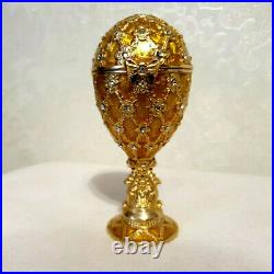 Imperial Gift Royal Egg Faberge Crown Russian Jewelry Box Trinket Gold Plated