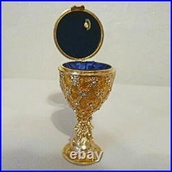 Imperial Gift Royal Egg Faberge Crown Russian Jewelry Box Trinket Gold Plated