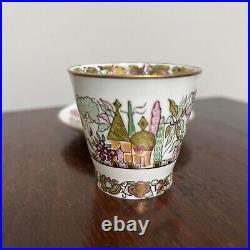 Imperial Lomonosov Porcelain Russian Tea Cup & Saucer Signed Domes Gold Trim