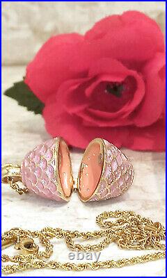 Imperial Pink Egg Russian Guilloché Enamel Egg & bracelet 24k GOLD HANDMADE gift