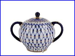 Imperial Porcelain'Cobalt Net Tulip' Tea Set 20 pc. For 6 persons, Gold, Russia