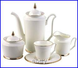 Imperial Porcelain Coffee Service Set, Russian LFZ Lomonosov GOLDEN RIBBON 15/6