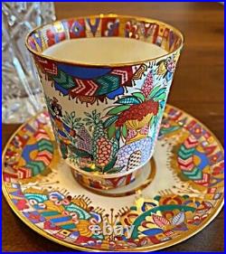 Imperial Porcelain Cup Saucer Gold Lomonosov Colorful Gold