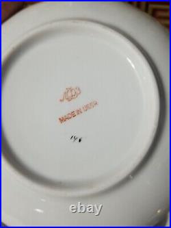 Imperial Porcelain Teacups & Saucers, Golden Garden Blue Bird Pattern, Lomonosov