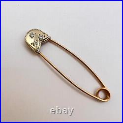 Imperial Rose Gold 585 14K Women's Jewelry Safety Pin Brooch Needle 1.0 gr Old