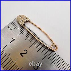 Imperial Rose Gold 585 14K Women's Jewelry Safety Pin Brooch Needle 1.0 gr Old