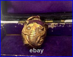 Imperial Rus. Era Faberge 14k Gold 56 KF Diamonds Elephant Egg Pendant