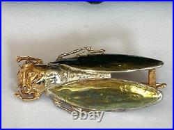 Imperial Rus. Faberge Beetle Insect Silver 84 & Gold 56 Enamel Diamonds Brooch