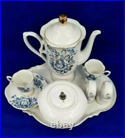 Imperial Russia Francis Gardner Porcelain Factory Blue White Coffee Service for2