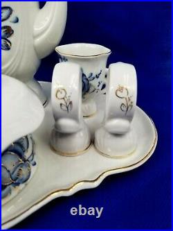 Imperial Russia Francis Gardner Porcelain Factory Blue White Coffee Service for2