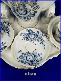 Imperial Russia Francis Gardner Porcelain Factory Blue White Coffee Service for2