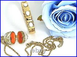 Imperial Russia White Pendant Faberge Egg Necklace SET Easter gift for women 24K