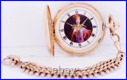 Imperial Russian 14k Gold Full Hunter Pocket Watch and Chain-Grand Duchess Olga