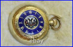 Imperial Russian 18k gold&enamel pocket watch. Awarded by Tsar Nicholas II. Boxed