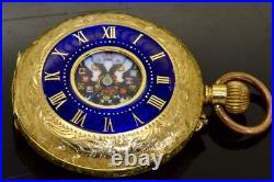 Imperial Russian 18k gold&enamel pocket watch. Awarded by Tsar Nicholas II. Boxed