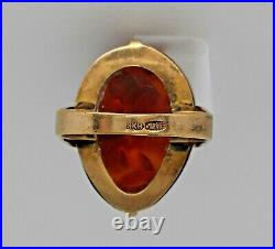 Imperial Russian 28mm Baltic Amber Ring Gold On Sterling Silver sz12.5 Gorgeous