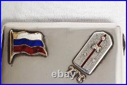 Imperial Russian 84 Sterling Silver Enamel Gold Cigarette Case