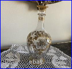 Imperial Russian Antique Crystal Wine Decanter 1880s Victorian Gold Ornament