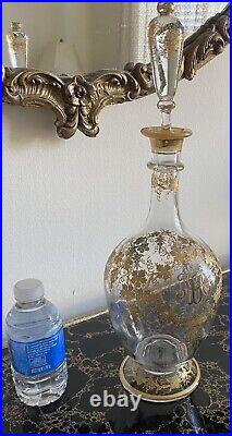 Imperial Russian Antique Crystal Wine Decanter 1880s Victorian Gold Ornament