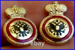 Imperial Russian Award St. Anna 14k Gold Ename Cufflinks Set for Non-Christians