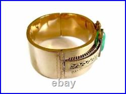 Imperial Russian Bracelet 14k Gold & Green Chrysoprase Gem Stone Circa 1881