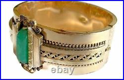 Imperial Russian Bracelet 14k Gold & Green Chrysoprase Gem Stone Circa 1881