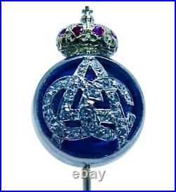 Imperial Russian Diamond Monogram Stick Pin 18K Platinum Anna Alexandra Czar