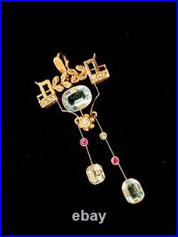 Imperial Russian Empire FABERGE Era Pendant Pin 56 Gold Tsarists ROMANOV Jewelry