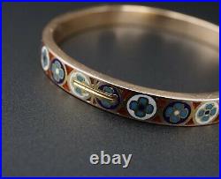 Imperial Russian Enamel Stone Inlay Bangle Bracelet 6.5 Yakov Lyapunov CO790