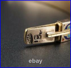 Imperial Russian Enamel Stone Inlay Bangle Bracelet 6.5 Yakov Lyapunov CO790