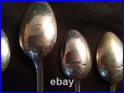 Imperial Russian FABERGE 88 Purity set of 6 tea spoons with Niello, marked