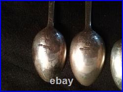 Imperial Russian FABERGE 88 Purity set of 6 tea spoons with Niello, marked