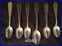 Imperial Russian FABERGE 88 Purity set of 6 tea spoons with Niello, marked