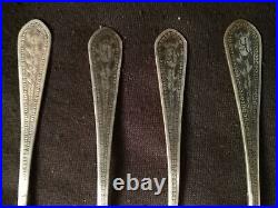 Imperial Russian FABERGE 88 Purity set of 6 tea spoons with Niello, marked