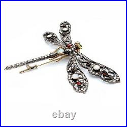 Imperial Russian FABERGE Era Dragonfly Brooch 56 Gold Diamond Beetle Bug Insect