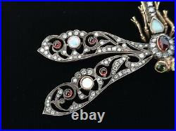 Imperial Russian FABERGE Era Dragonfly Brooch 56 Gold Diamond Beetle Bug Insect