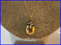 Imperial Russian Faberge 14k Gold 56 Silver Egg Snake Pendant Kollin with Chain