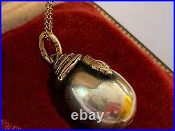 Imperial Russian Faberge 14k Gold 56 Silver Egg Snake Pendant Kollin with Chain